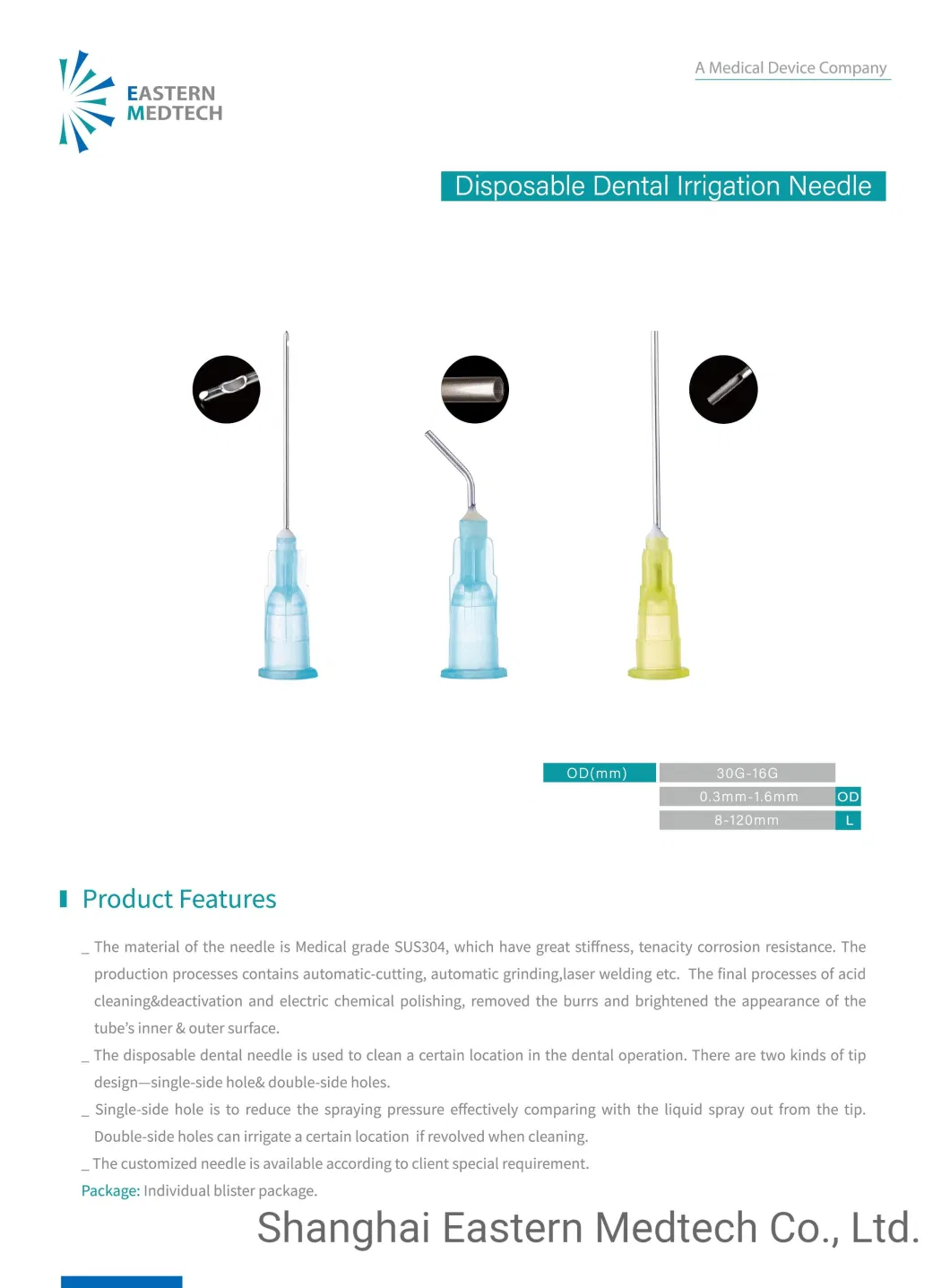 Disposable Medical Products for Dentist Use 31g Endo Irrigation Needle Tip Dental Application Needle